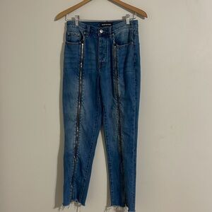 neon blonde Siren mum fit zipper jeans 27